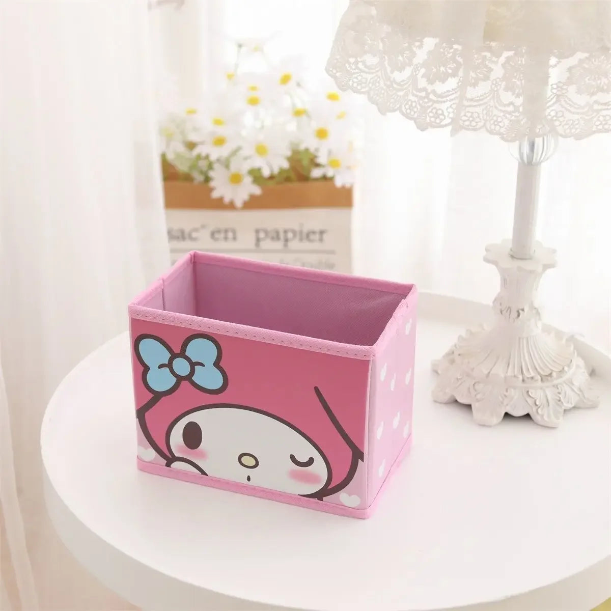 Cartoon Sanrio Hello Kitty Non-Woven Foldable My Melody Home Snacks Clothing Book Storage Box Kuromi Desktop Sundry Storage Gift