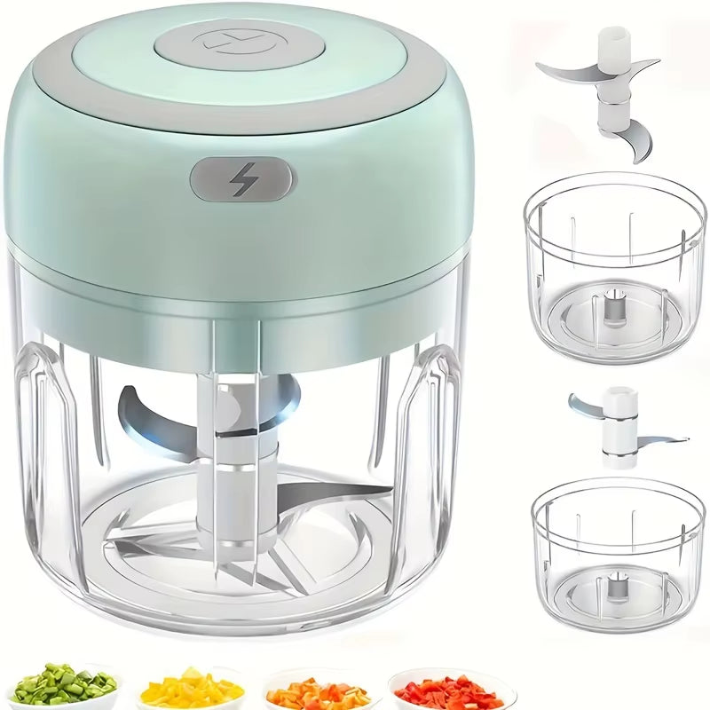 250Ml Mini Rechargeable Garlic Chopper Meat Grinder, Durable and Sturdy, Suitable for Crushing Garlic, Chili, Onions, Minced Meat, Nuts and More