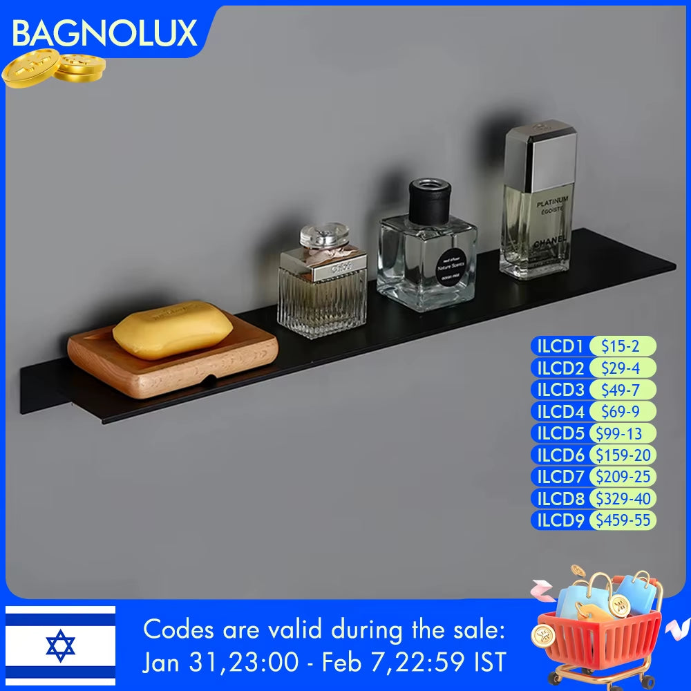 Black White Aluminum Alloy Wall-Mounted Kitchen Shower Room Bedroom Device Bathroom Accessories Organizer Shelf