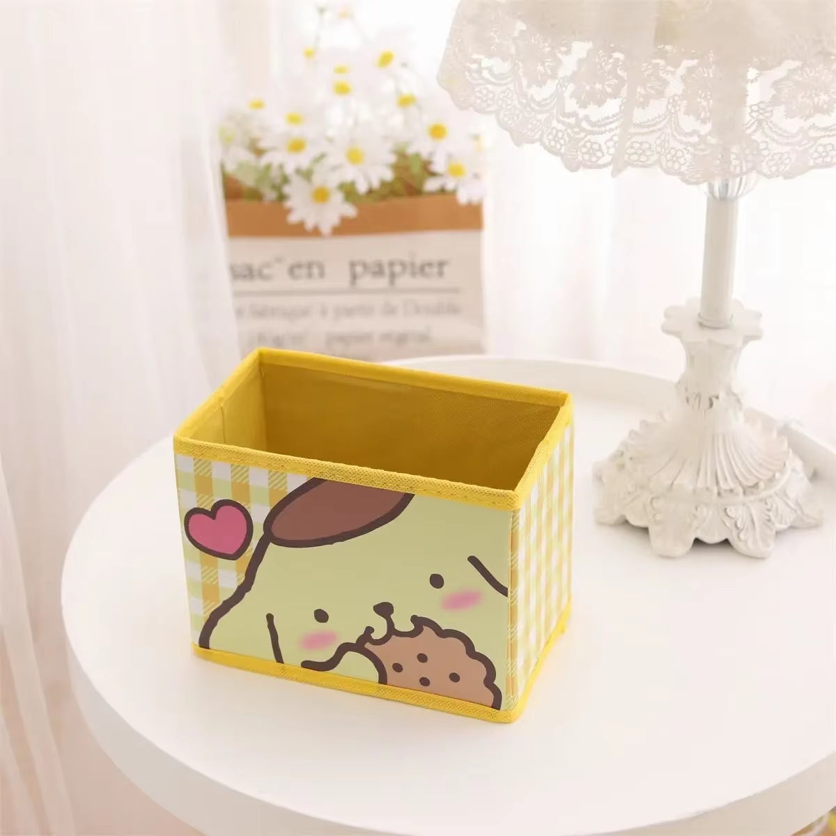 Cartoon Sanrio Hello Kitty Non-Woven Foldable My Melody Home Snacks Clothing Book Storage Box Kuromi Desktop Sundry Storage Gift