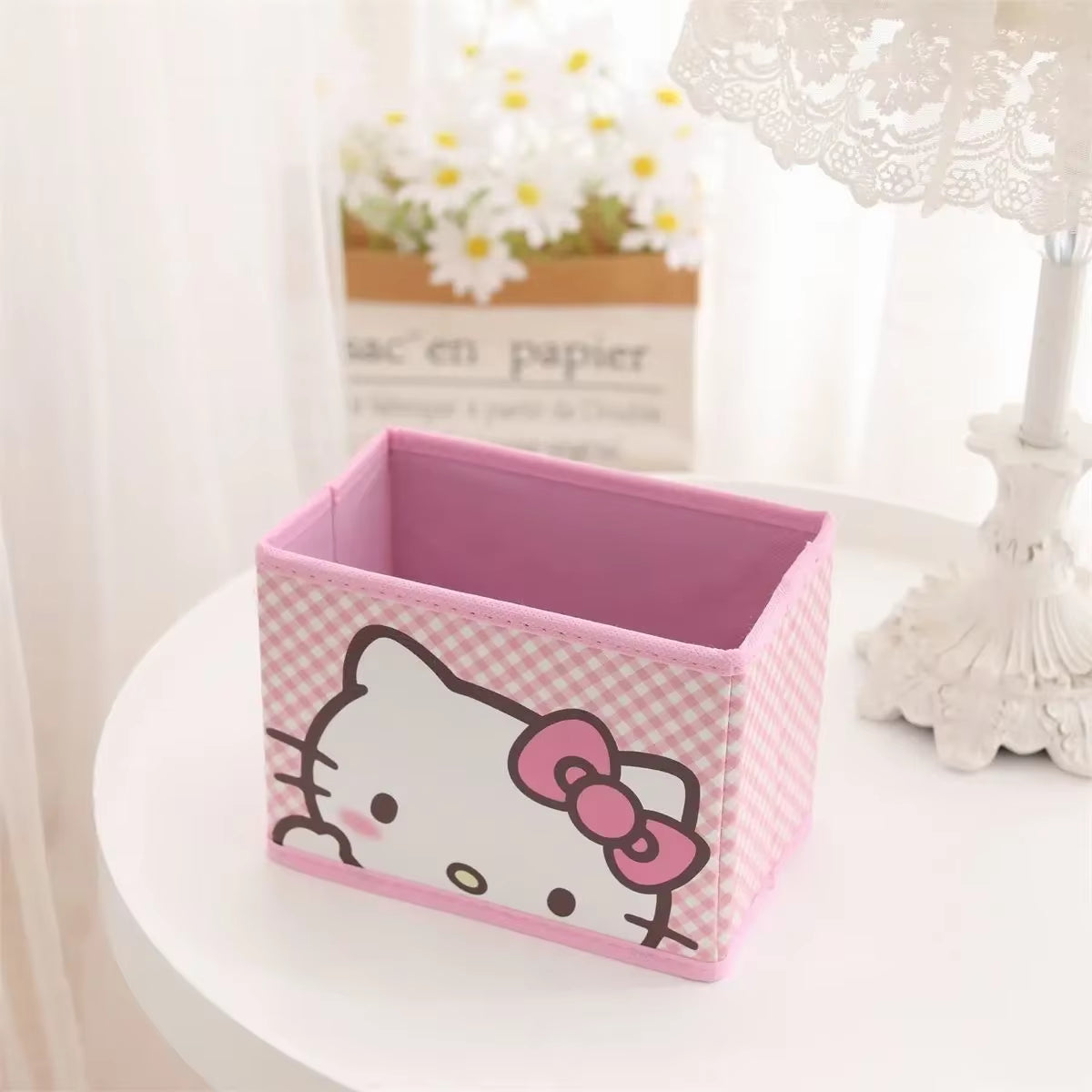 Cartoon Sanrio Hello Kitty Non-Woven Foldable My Melody Home Snacks Clothing Book Storage Box Kuromi Desktop Sundry Storage Gift